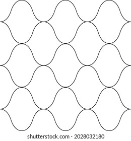 Roman Ogee Abstract Vector Seamless Pattern Background With Retro Shapes Net Texture. Neutral Black White Geometric Backdrop. Monochrome Chicken Wire Style Repeat Print For Wellness Packaging