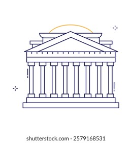 Roman Pantheon Iconic Monument Vector Icon Design