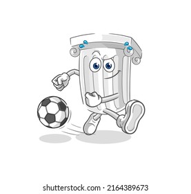 the roman pillar kicking the ball cartoon. cartoon mascot vector