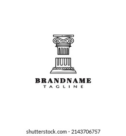 roman pillar logo cartoon icon flat template. black modern isolated vector illustration