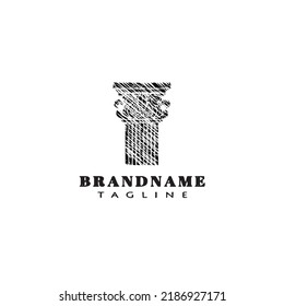 roman pillar logo flat icon design template black modern isolated vector illustration