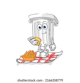 The Roman Pillar On A Picnic Cartoon. Cartoon Mascot Vector