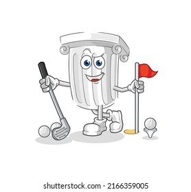 the roman pillar playing golf vector. cartoon character