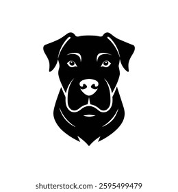 Roman rottweiler head silhouette on white background.
