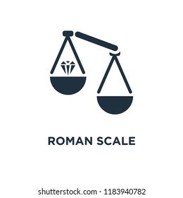 Roman Scale icon. Black filled vector illustration. Roman Scale symbol on white background. Can be used in web and mobile.