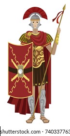 roman soldier centurion praetorian warrior with shield and spear