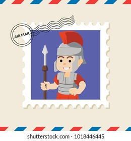 Roman soldier postage stamp on air mail envelope