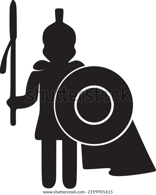 Roman Soldier Vector Black White Stock Vector Royalty Free 2199905615