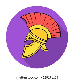 Roman soldier's helmet icon in flat style isolated on white background. Italy country symbol stock vector illustration.