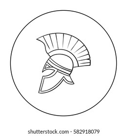 Roman soldier's helmet icon in outline style isolated on white background. Italy country symbol stock vector illustration.