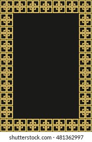 Roman style black  gold ornamental decorative frame.Art deco square frame.