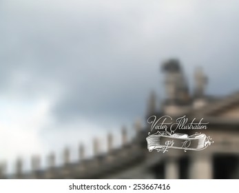 Roman temple. Blur background. Abstract defocused vector illustration.