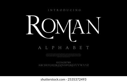 Tipografia romana beleza moda elegante minimalista serif italic fontes decorativo casamento vintage retro logos. Logotipo de fonte de luxo mínimo alfabeto. Ilustração vetorial