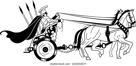 Roman Warrior in Chariot Vector Illustration