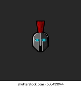 Roman warrior helmet logo ghost ancient fighter with glowing eyes, mockup fight club horror emblem or bodyguard