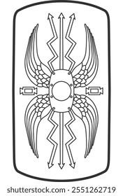 Ícone de escudo guerreiro romano sem linha preta de preenchimento.