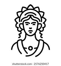 Roman woman icon in linear style 