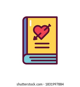 Romance book color line icon. Vector illustration
