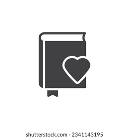 Romance book vector icon. filled flat sign for mobile concept and web design. Book with heart  glyph icon. Symbol, logo illustration. Vector graphics