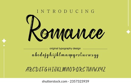 Romance brush stroke handwritten alphabet vector sans serif font design