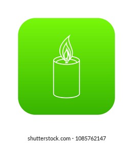 Romance candle icon green vector isolated on white background