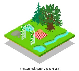 Romance concept banner. Isometric banner of romance vector concept for web, giftcard and postcard