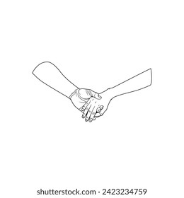 romance couples holding hands line art vector illustration