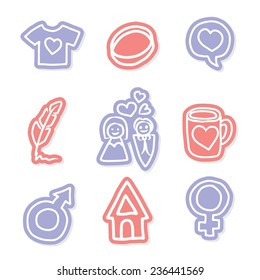 Romance Doodle Icons vector Pack