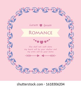 Romance greeting card, with leaf and cute floral design frame. Vector