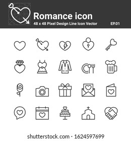 Romance Icon Line Vector , Love Symbol Valentine's Day ,Design Simple Set For Using 
In Logo Web Site Infographics Report