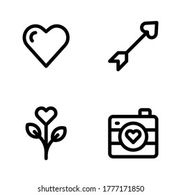 Juego de iconos de romance = amor, amor de flecha, flor, cámara.
Perfecto para aplicaciones móviles web, presentación, ilustración y cualquier otro proyecto.