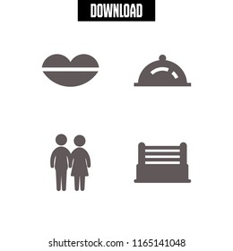 romance icon. This set with seductive, ring, dinner and couple silhouette vector icons for mobile and web