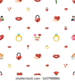 romance icons pattern seamless. Included editable flat heart lock, Valentines Day, rose, kiss, diamond ring, caring, love, cupid angel icons. romance icons for web and mobile.