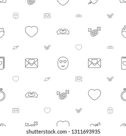 romance icons pattern seamless white background. Included editable line heart tag, emot in love, heart with arrow, heart, love letter icons. romance icons for web and mobile.