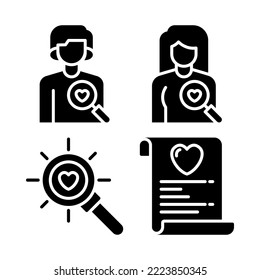 Romance icons set = fall in love man, girl, search, love letter. Perfect for website mobile app, app icons, presentation, illustration and any other projects