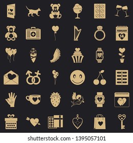 Romance icons set. Simple style of 36 romance vector icons for web for any design