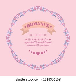 Romance invitation card Decoration, with leaf and floral unique frame. Vector
