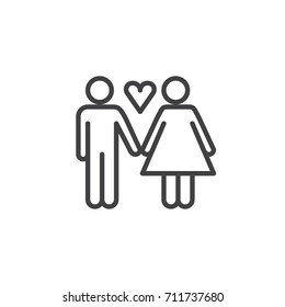 Romance line icon, outline vector sign, linear style pictogram isolated on white. Love symbol, logo illustration. Editable stroke