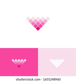 Romance logo design concept. Love logomark illustration. Can representing pixel, valentine, human, couple.