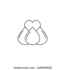Romance and love concept. Outline sign drawn in flat style. Line icon of heart surrounded by big water drops 
