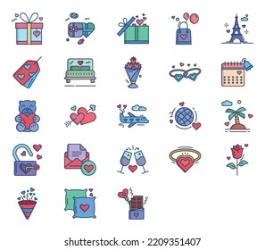 Romance and Love icon set