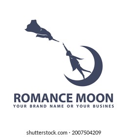 Romance Moon Logo Design Vector