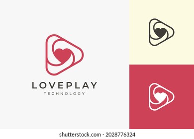 Romance on love logo with clean and simple triangle play shape