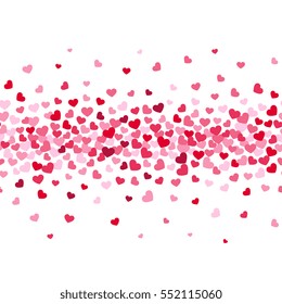 Romance red hearts flow pattern. Holiday decoration for valentines day. Vector background.