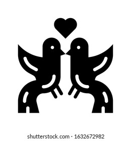romance related love birds kiss with heart vector in solid design