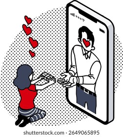 Romance Scam - Mulher Enviando dinheiro para um homem em seu smartphone