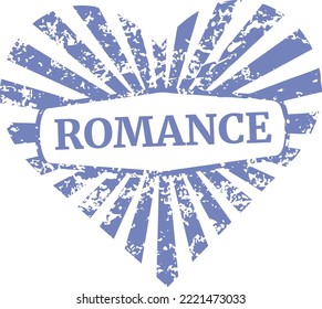 Romance stamp. Heart shape grunge postage mark