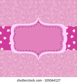 romance style pink greeting card vector illustration