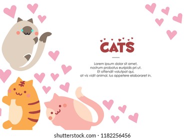 Romance sweet cute kitty cat background vector