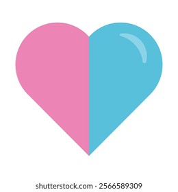 ROMANCE SYMBOL. PINK AND LIGHT BLUE HEART ICON